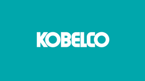 コベルコ建機のカンパニーカラー「ブルーグリーン」に書かれたKOBELCOのロゴ