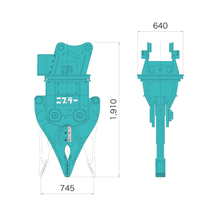 マルチ解体ニブラー KHE750PR-2 外形寸法図