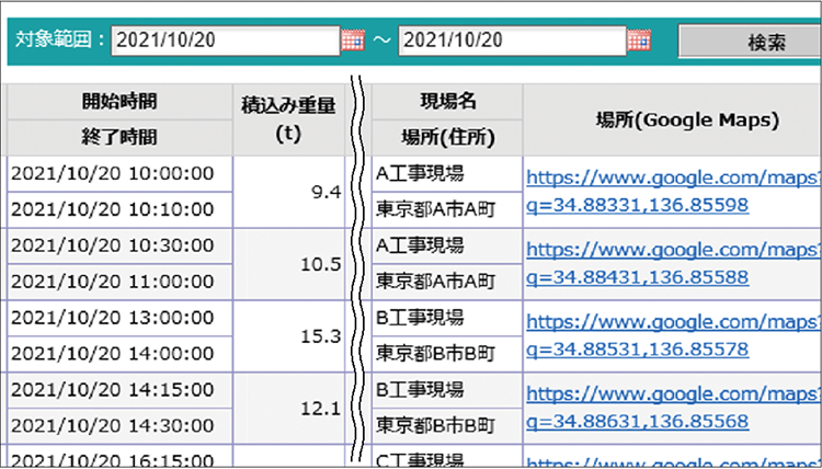 積込履歴表示