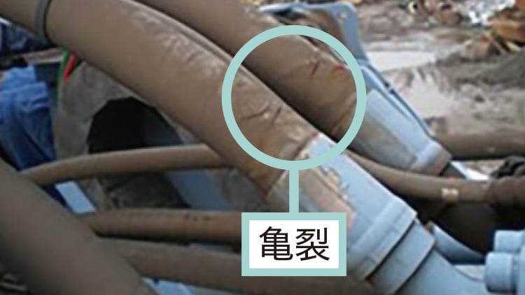 油圧ホースに亀裂が入ったイメージ図１