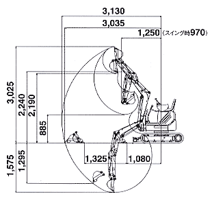 SK09SR 作動範囲図