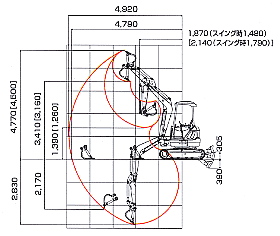 SK30SR-2 作動範囲図