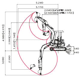SK35SR-3E 作動範囲図