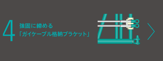 強固に締める「ガイケーブル格納ブラケット」