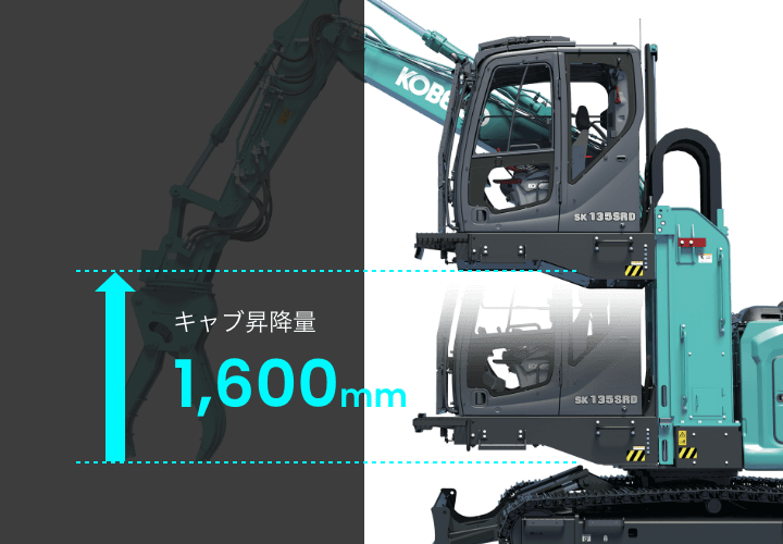 イメージ：垂直式エレベータキャブを標準搭載