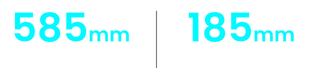 585mm 右クローラ外側掘削幅 185mm 左クローラ外側掘削幅