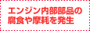 エンジン内部部品の腐食や摩耗を発生