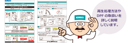 再生処理方法やDPFの取扱いを詳しく説明しています。